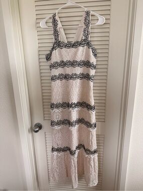 foxiedox Cream Lace Maxi with Black Lace Bands
